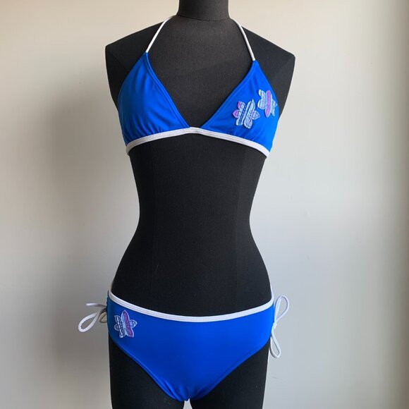 Billabong Girls Surf swimwear blue floral patch and logo bikini - Picture 7 of 7